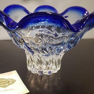 Contemporary Blue Crystal Art Bowl